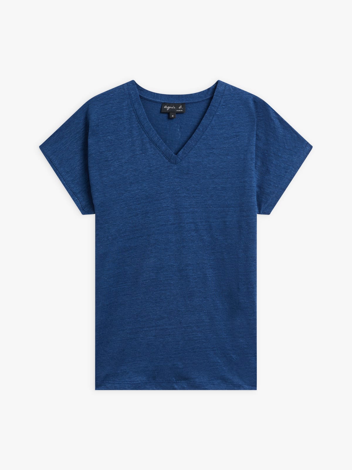 blue linen v-neck Kim t-shirt