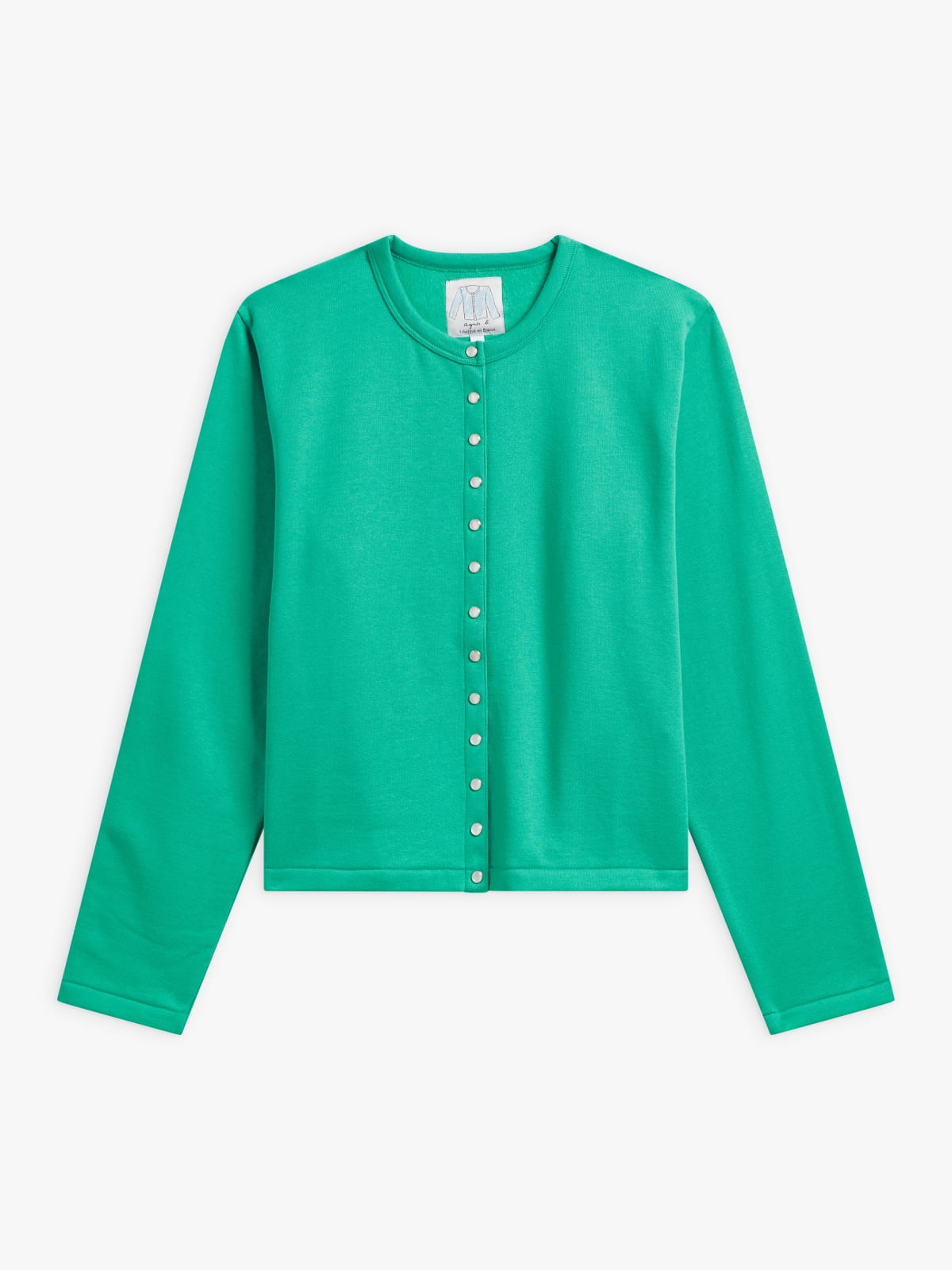 green Le Classique fleece snap cardigan