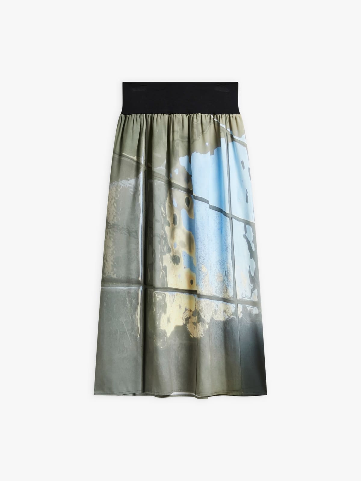 digital "reflet dans la salle de bain" long skirt