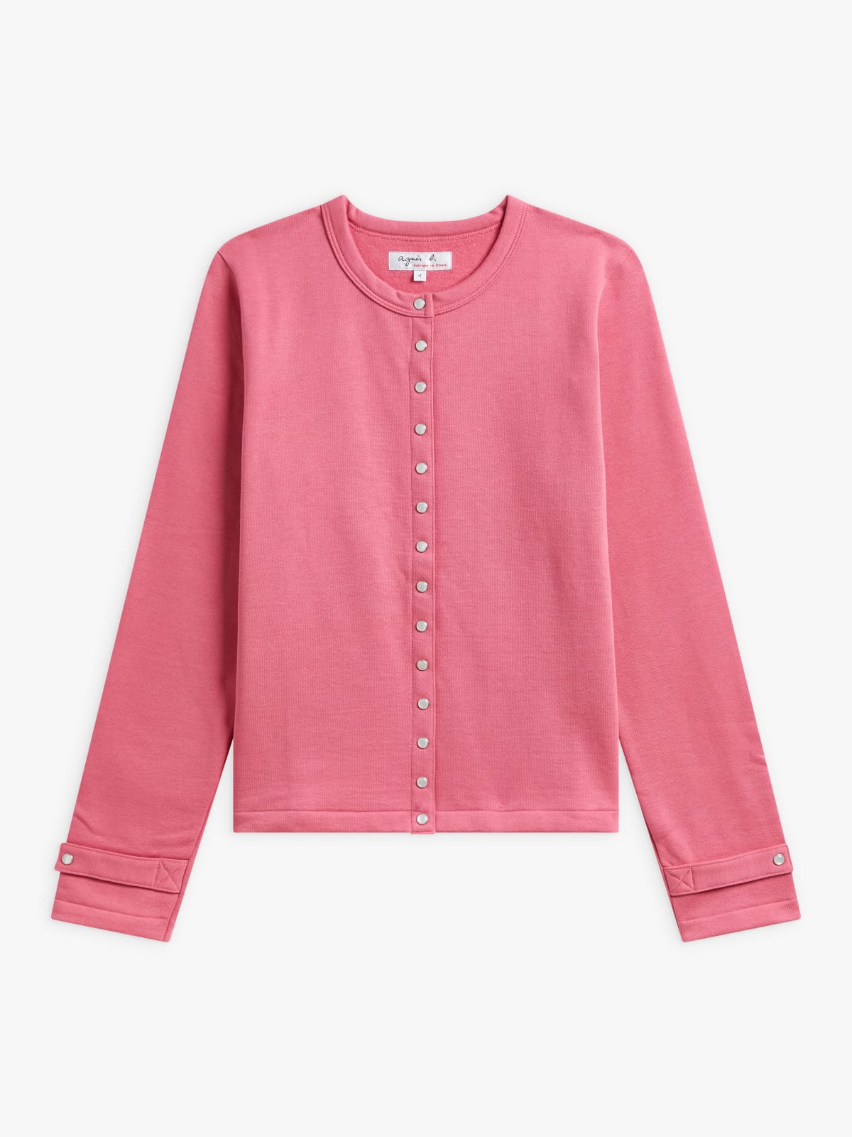 pink cotton fleece Rosana snap cardigan