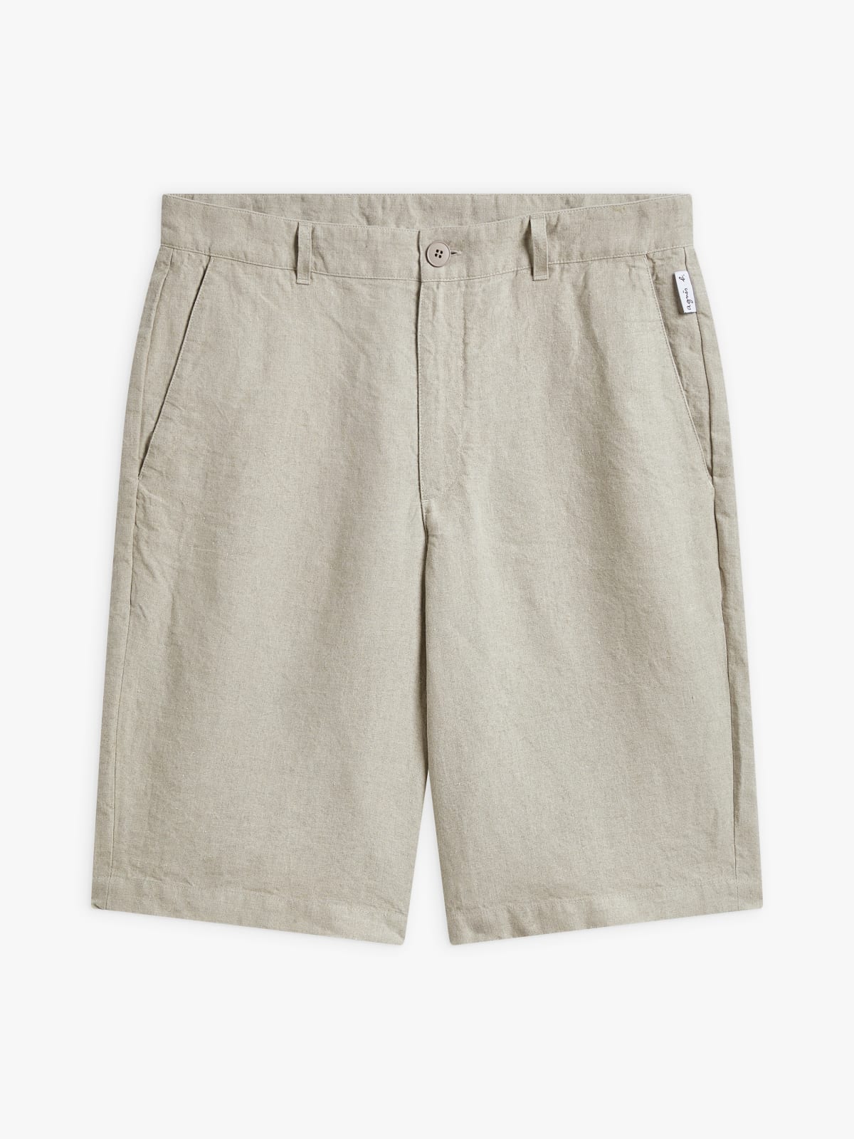 beige linen bermuda shorts