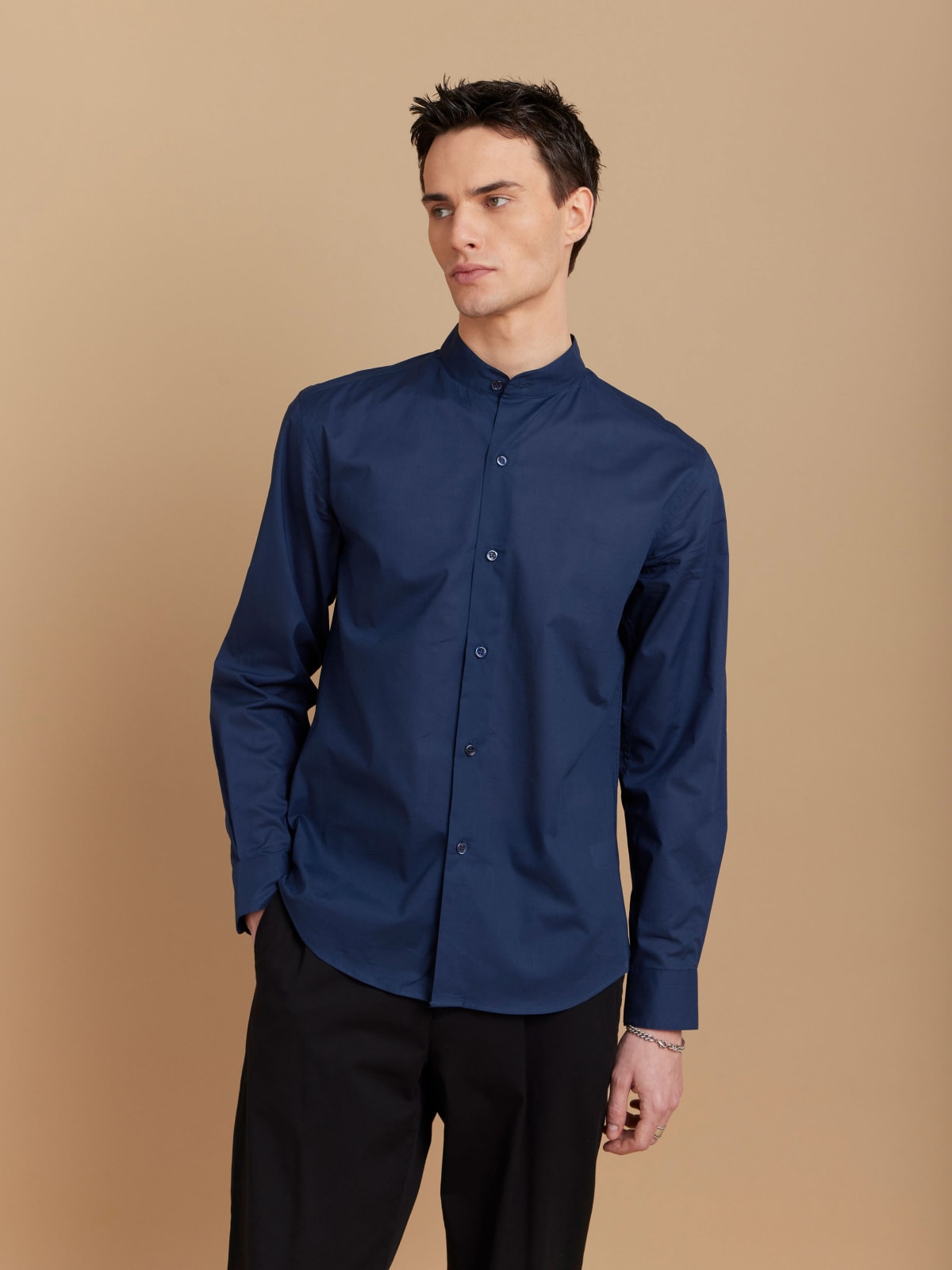 chemise Pablo en coton bleu imprimé oriental