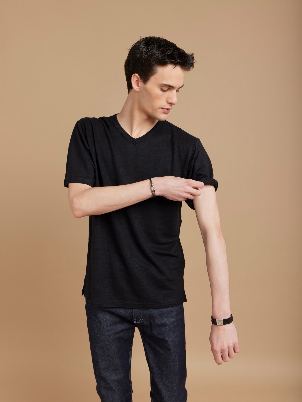 black Victor linen jersey t-shirt