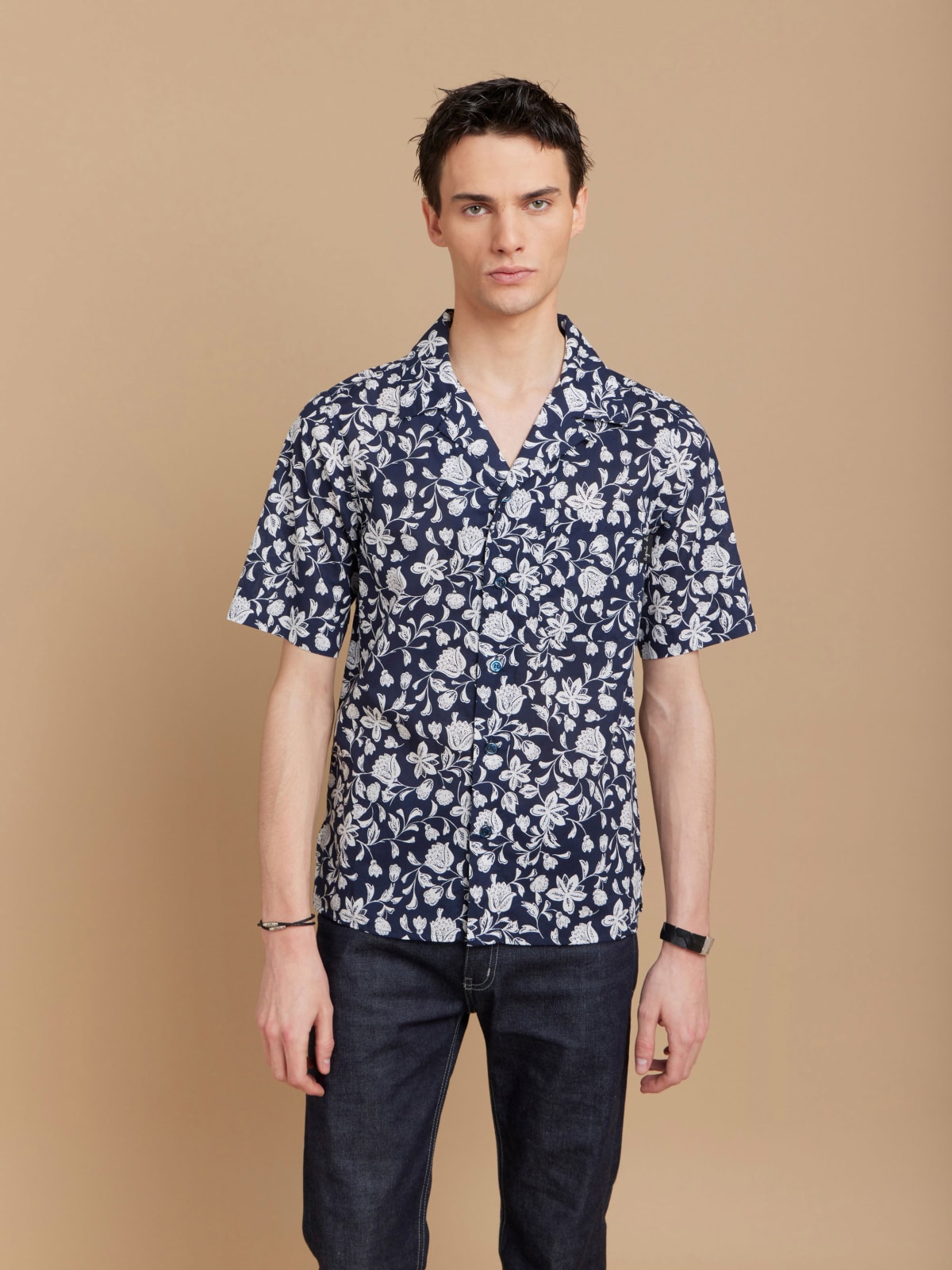 blue cotton floral print Magnum shirt