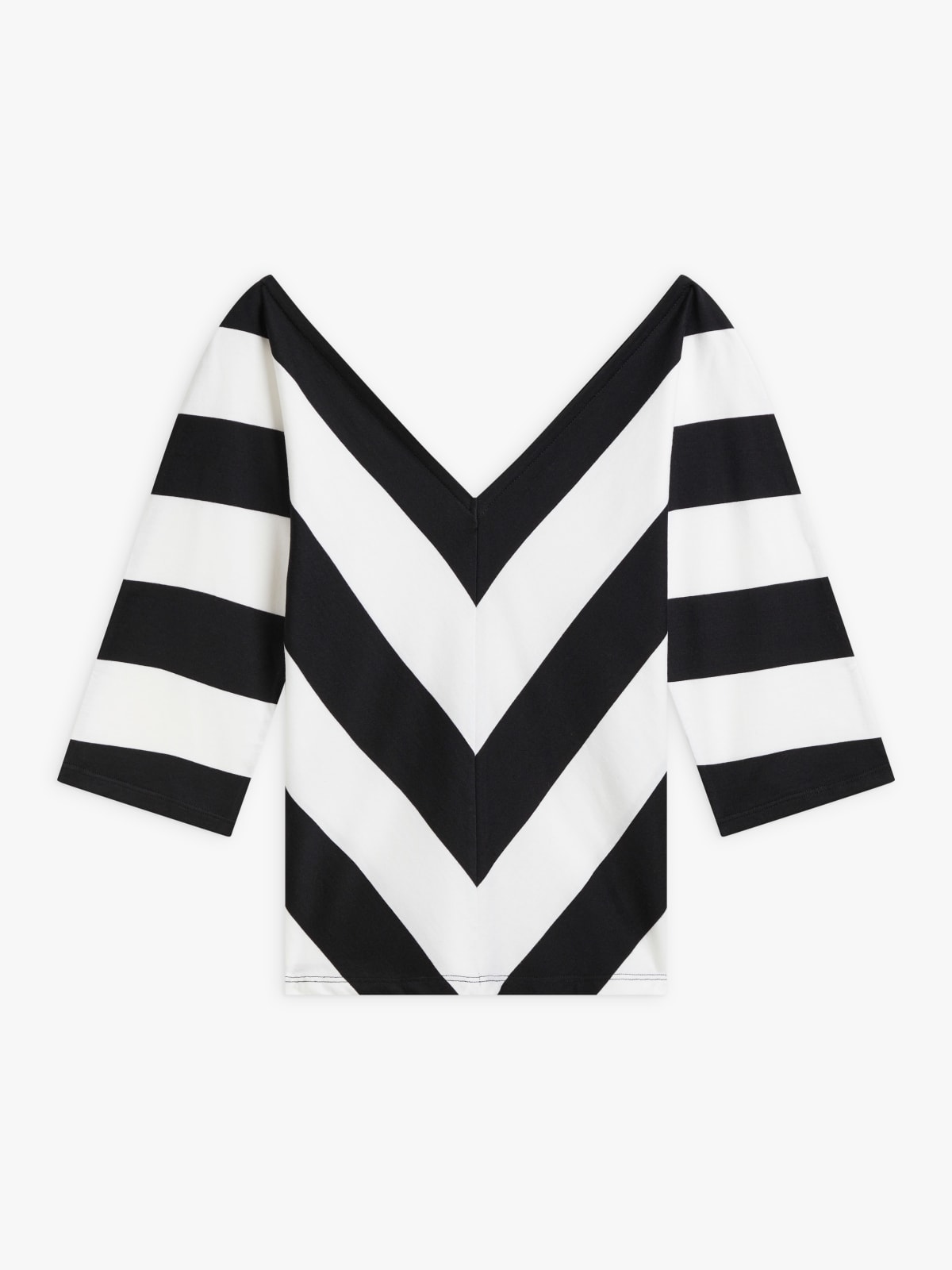 black and white striped Melio t-shirt