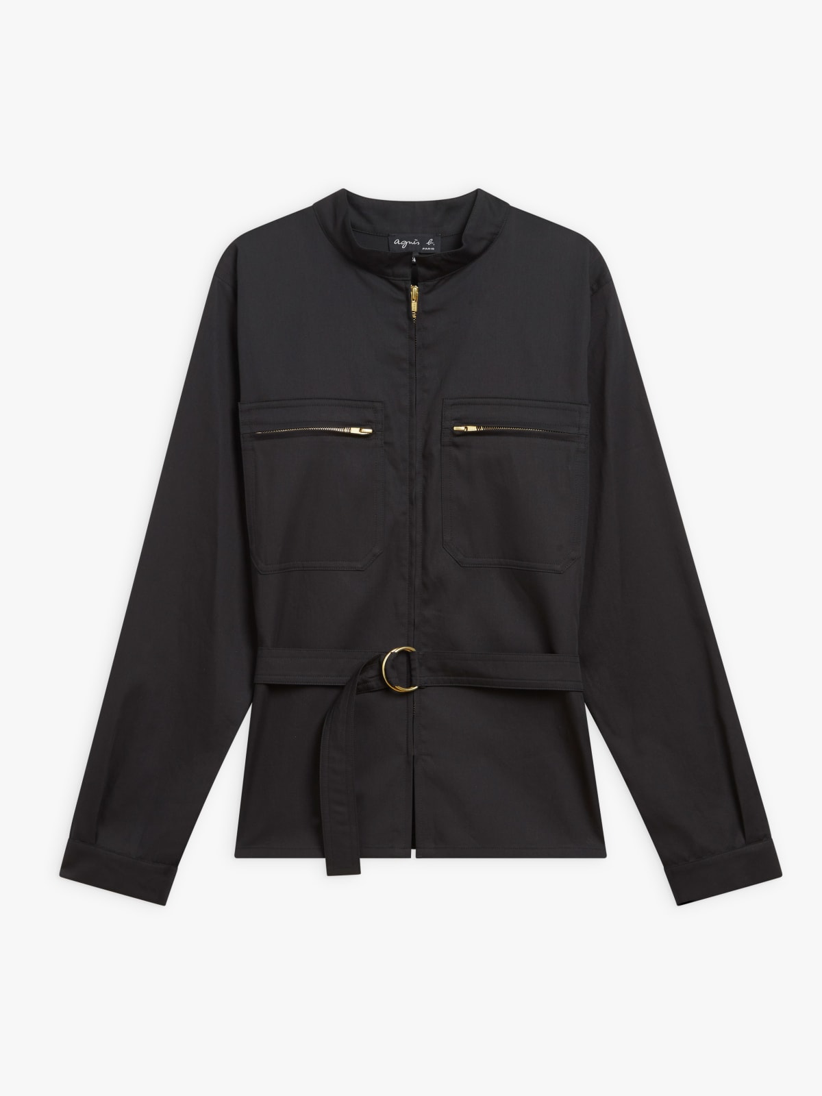 black cotton zip-up Working shirt