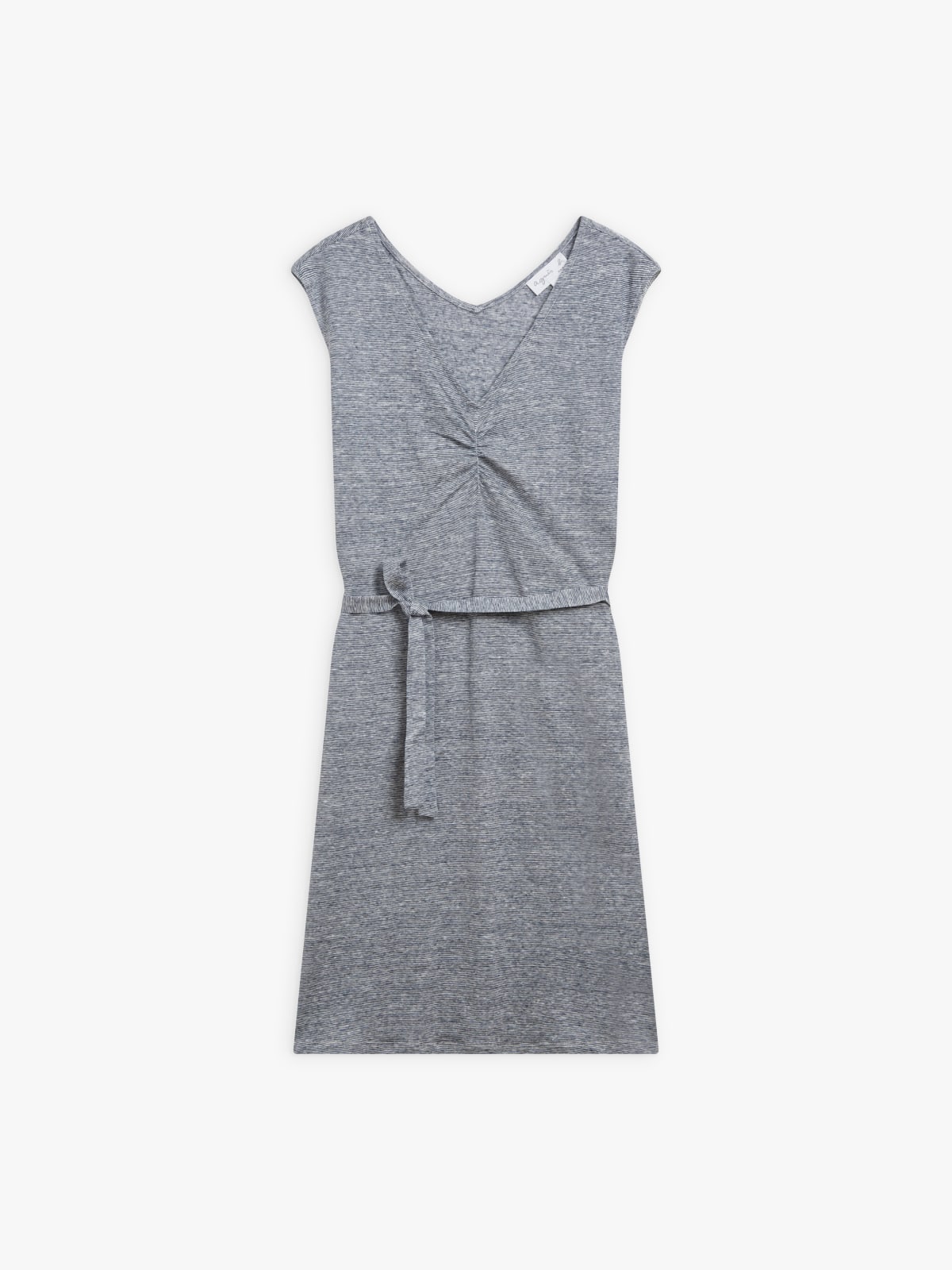 blue linen striped Carlo dress