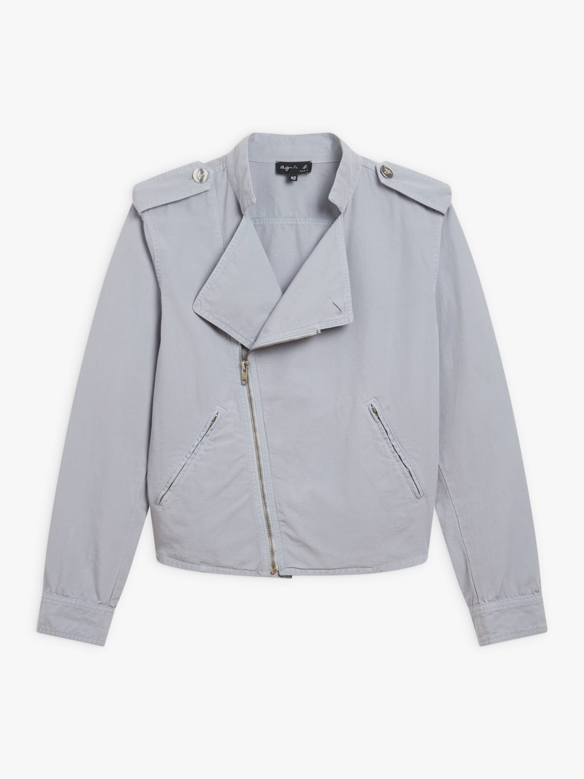 grey cotton canvas Bridget biker jacket