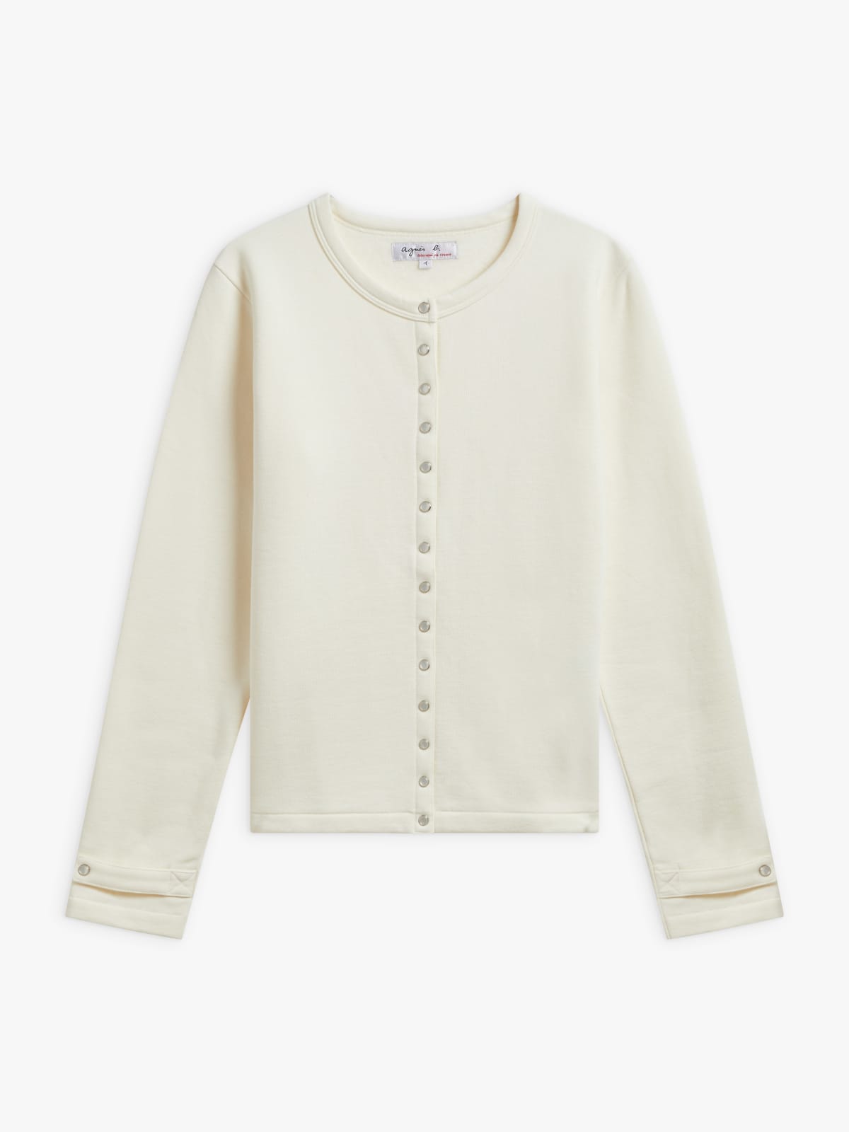 white cotton fleece Rosana snap cardigan