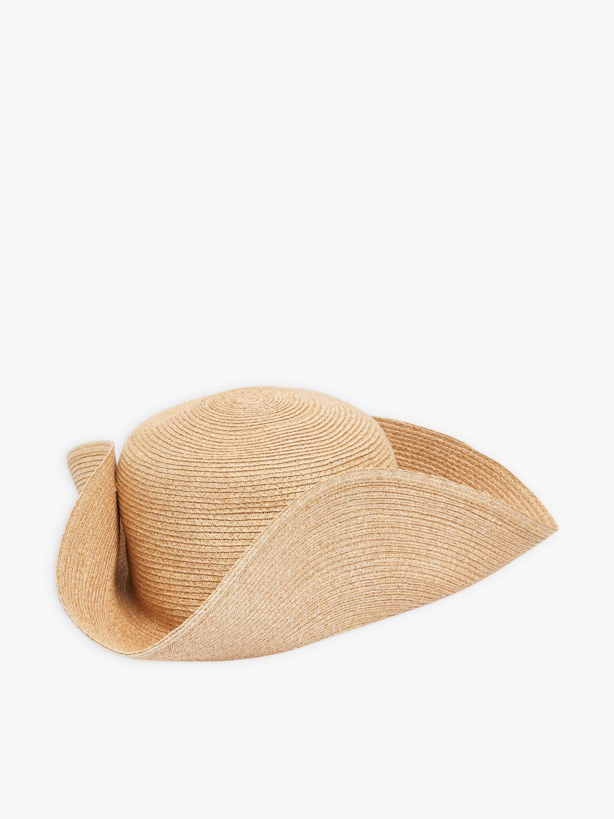 beige straw tricorn hat