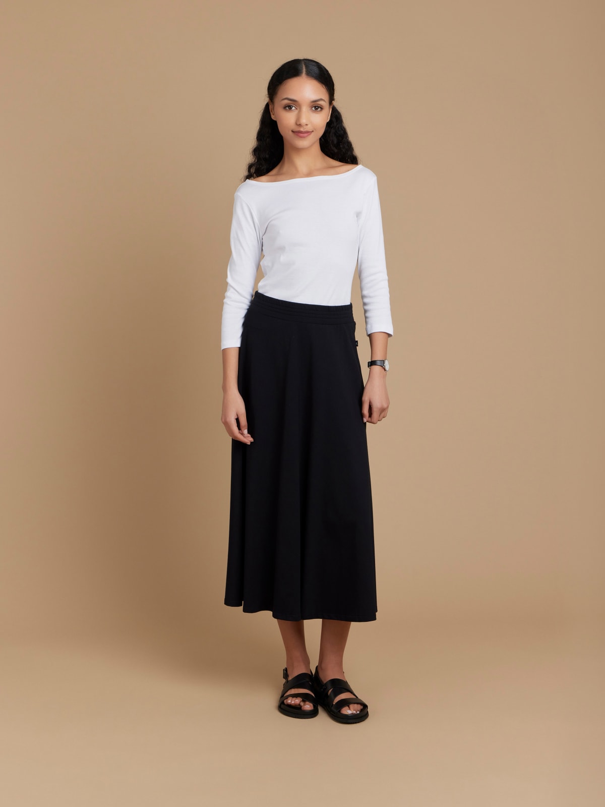 black cotton long Milaine skirt