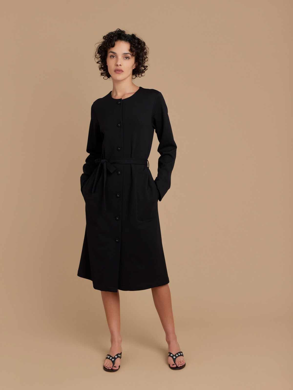 black viscose coat dress