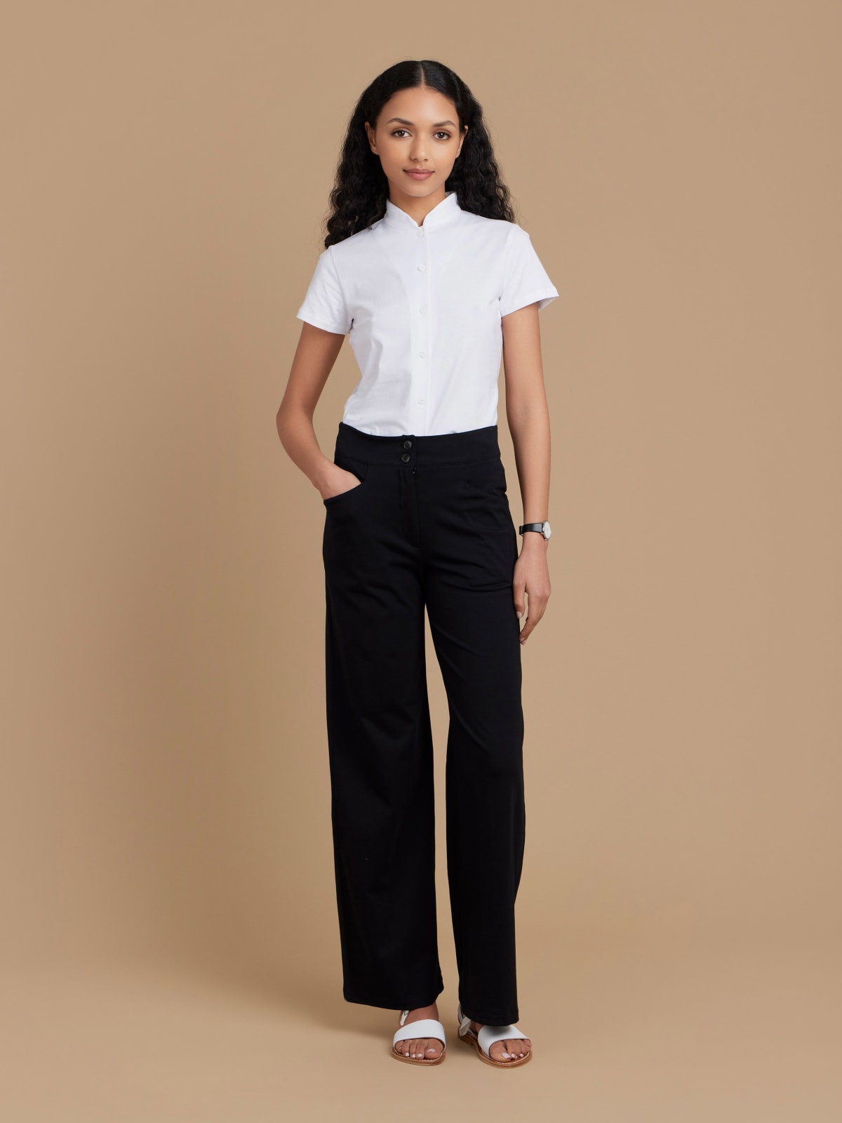 black cotton straight Yuca trousers