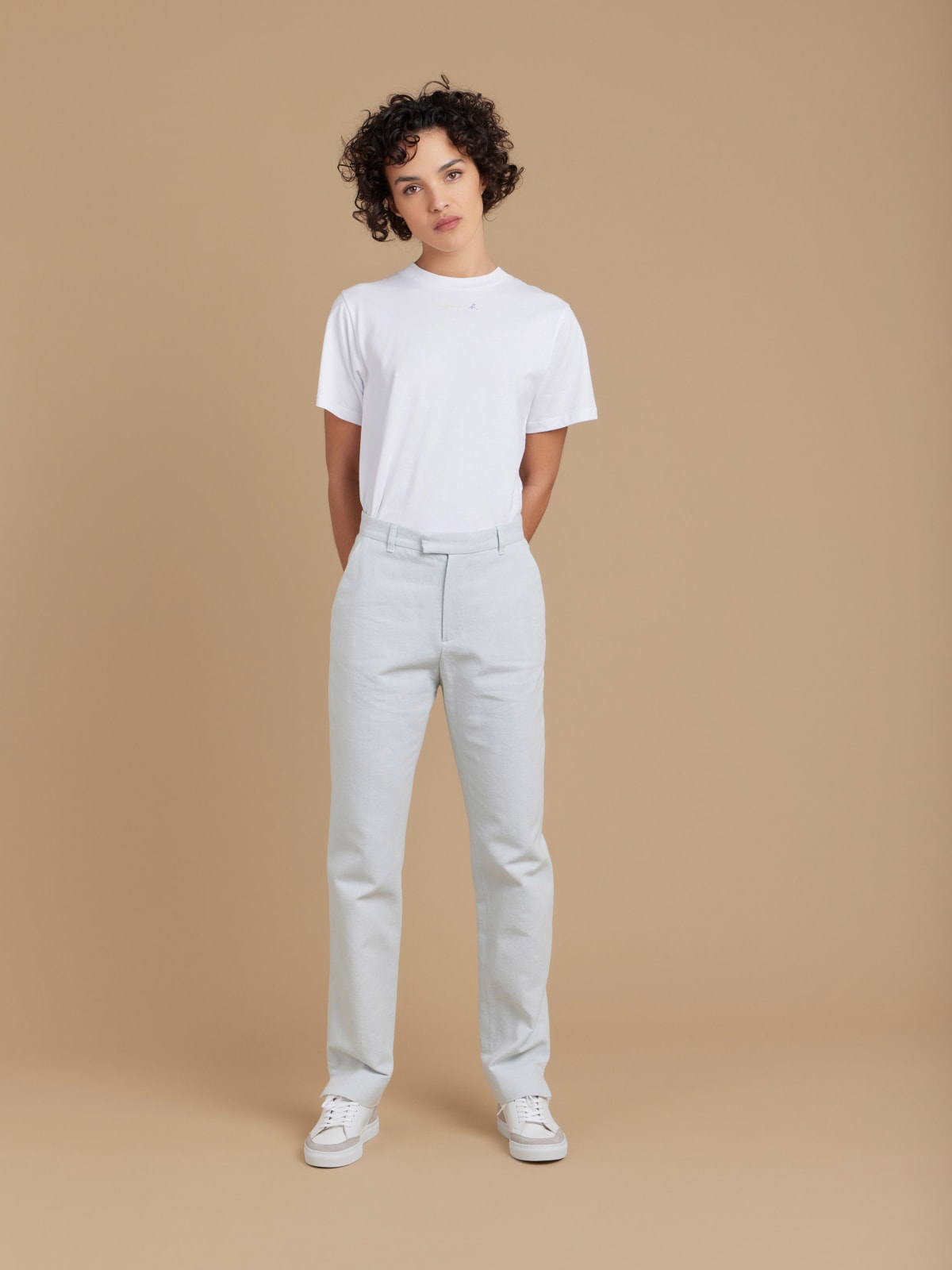 blue cotton straight Fergie pants