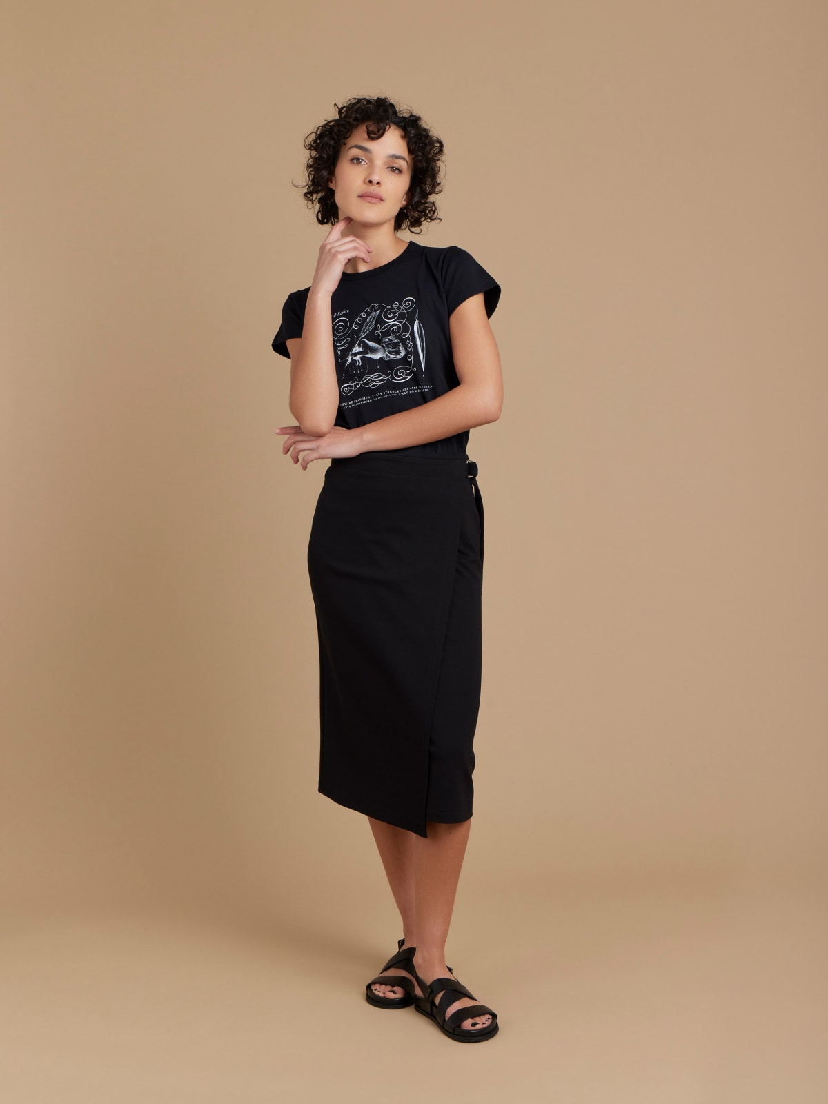 black wrap Portefeuille skirt