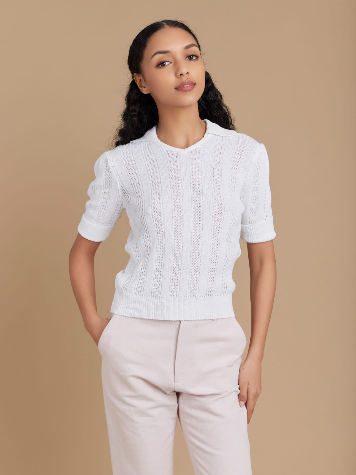 white cotton Justine sweater