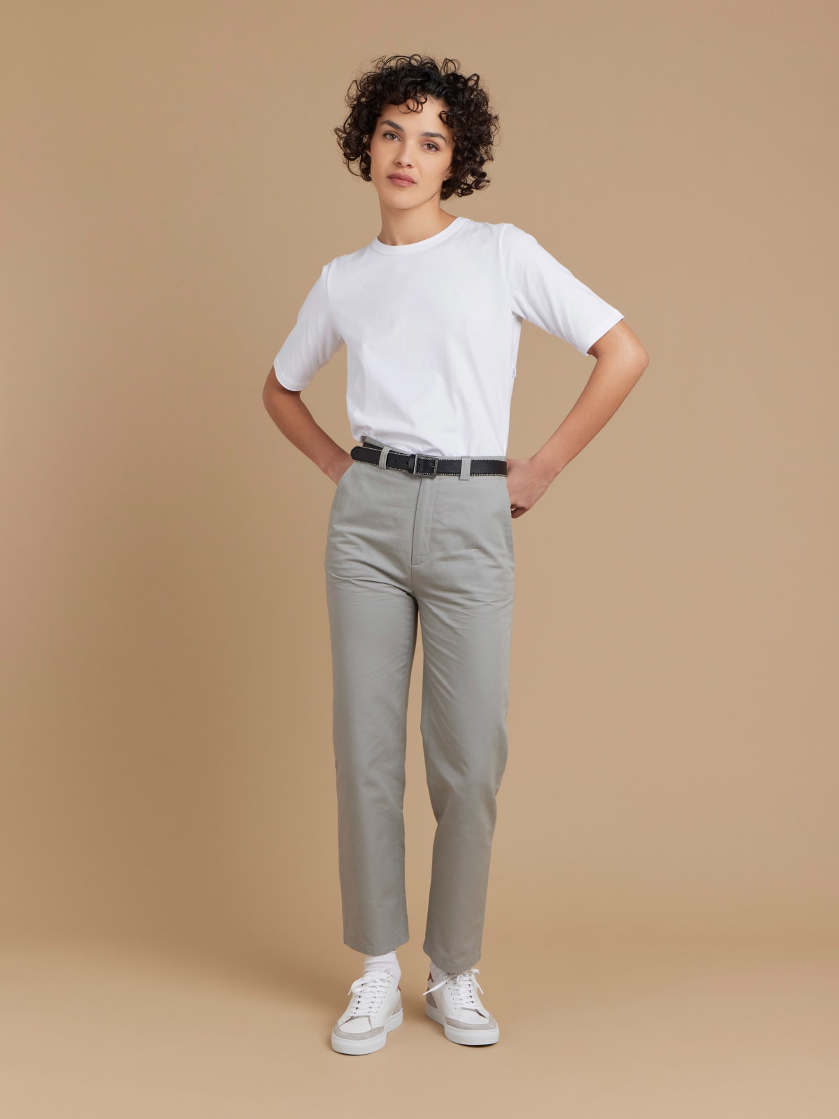 grey cotton canvas straight Jam trousers