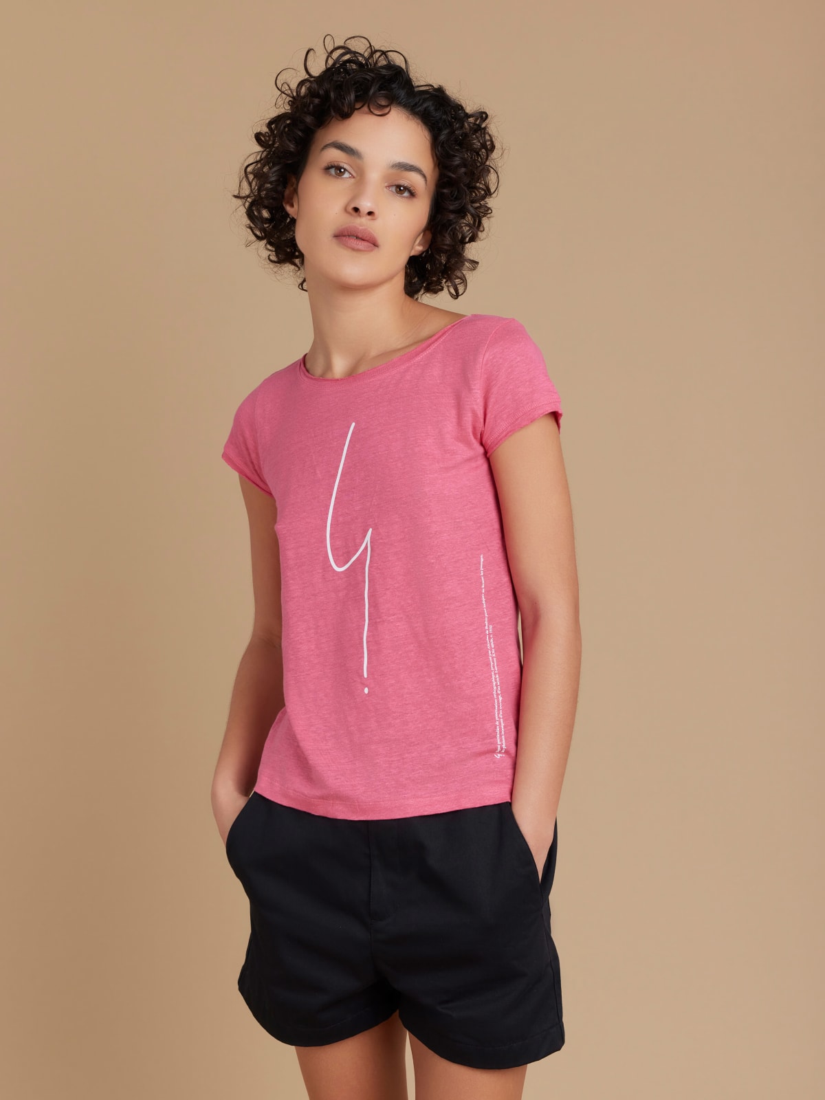 pink linen Jersey "point d'ironie" screen-print Australie t-shirt