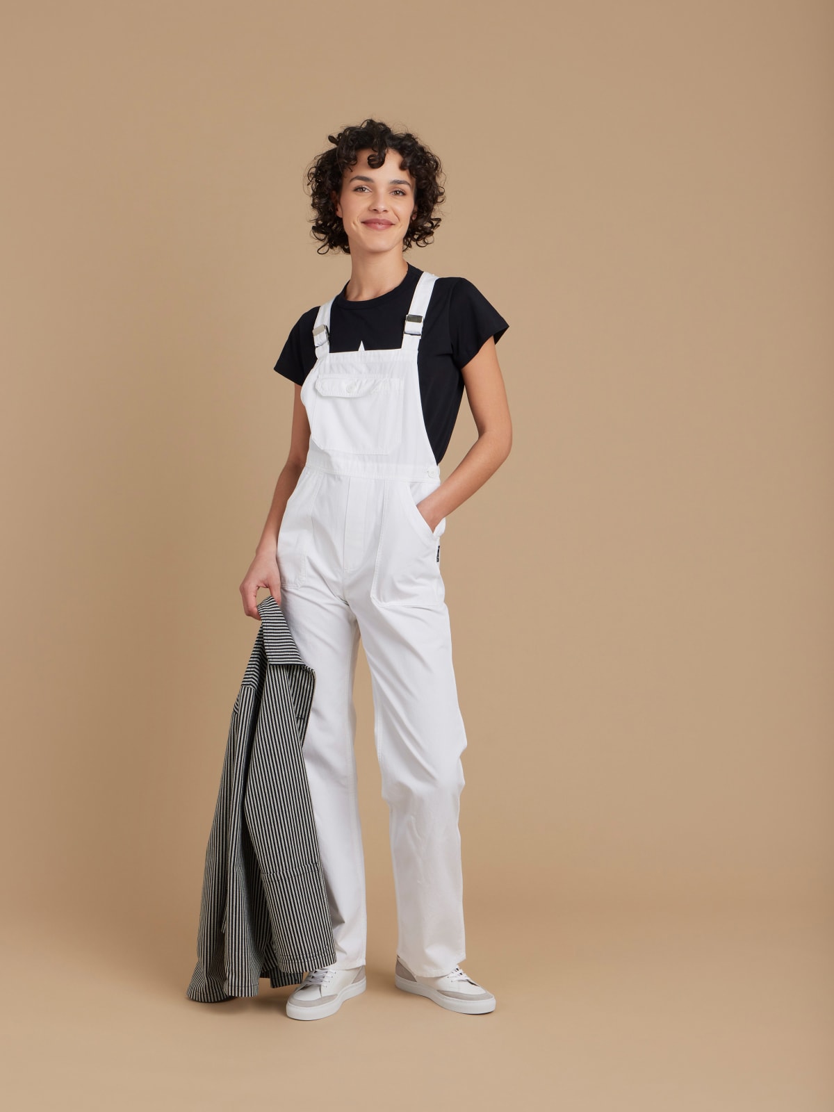 white cotton Rue du Jour dungarees