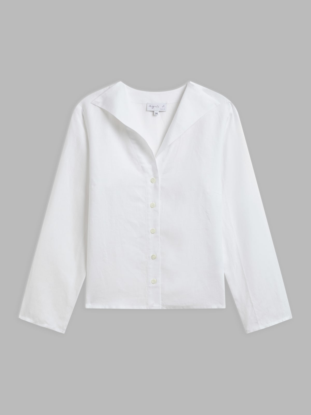 white linen 3/4-sleeve shirt