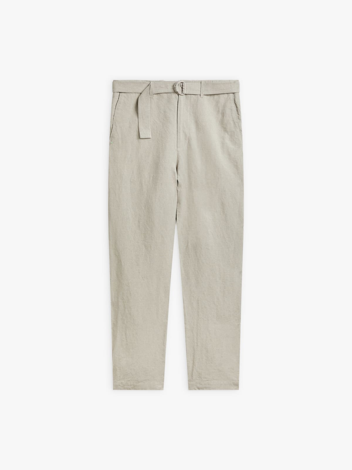 beige natural linen straight trousers