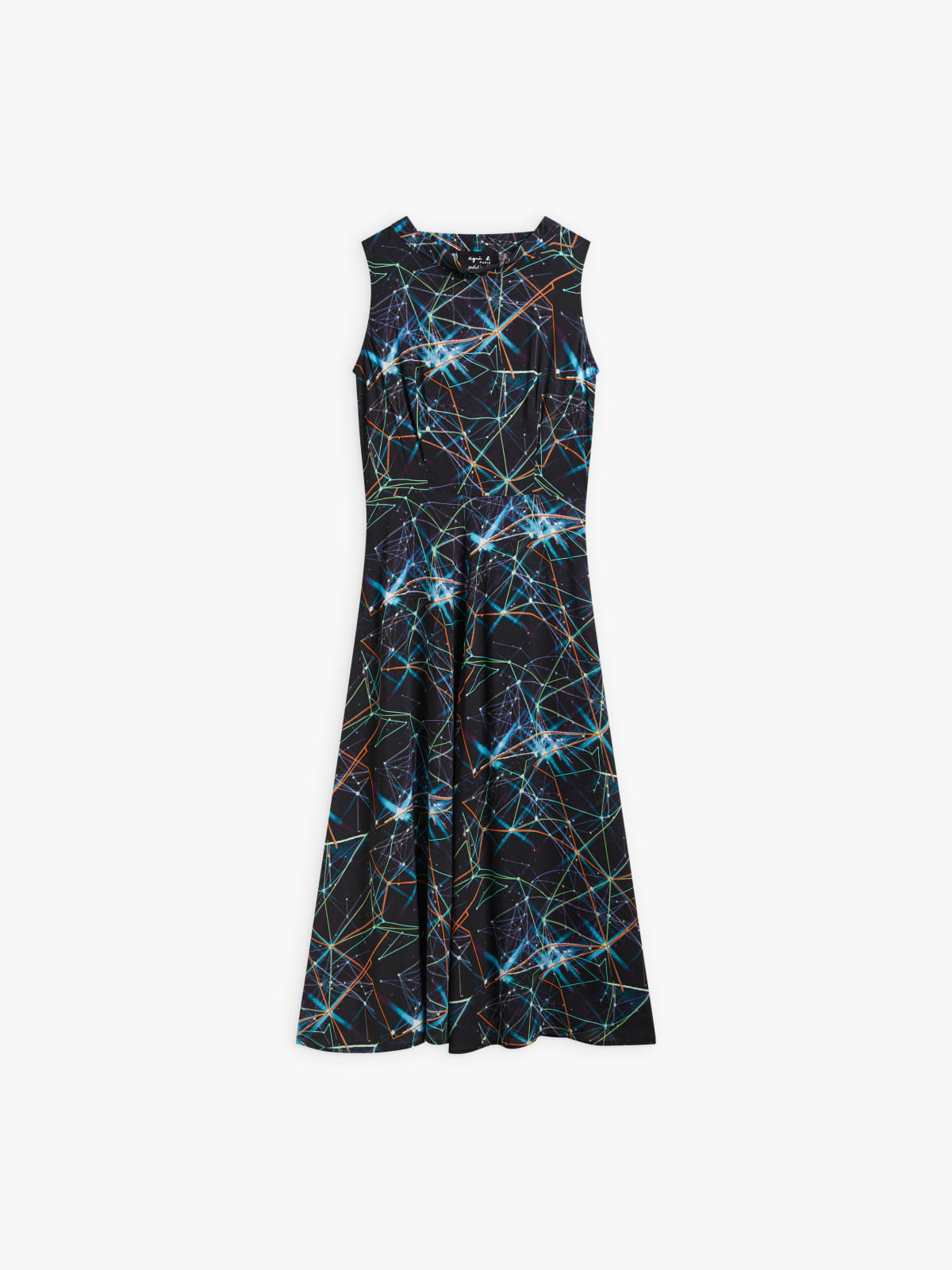 blue viscose flared dress artist Ikon