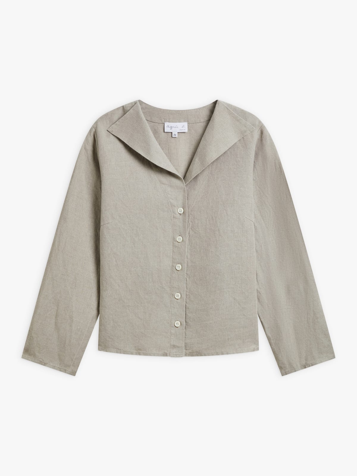 beige linen 3/4-sleeve shirt