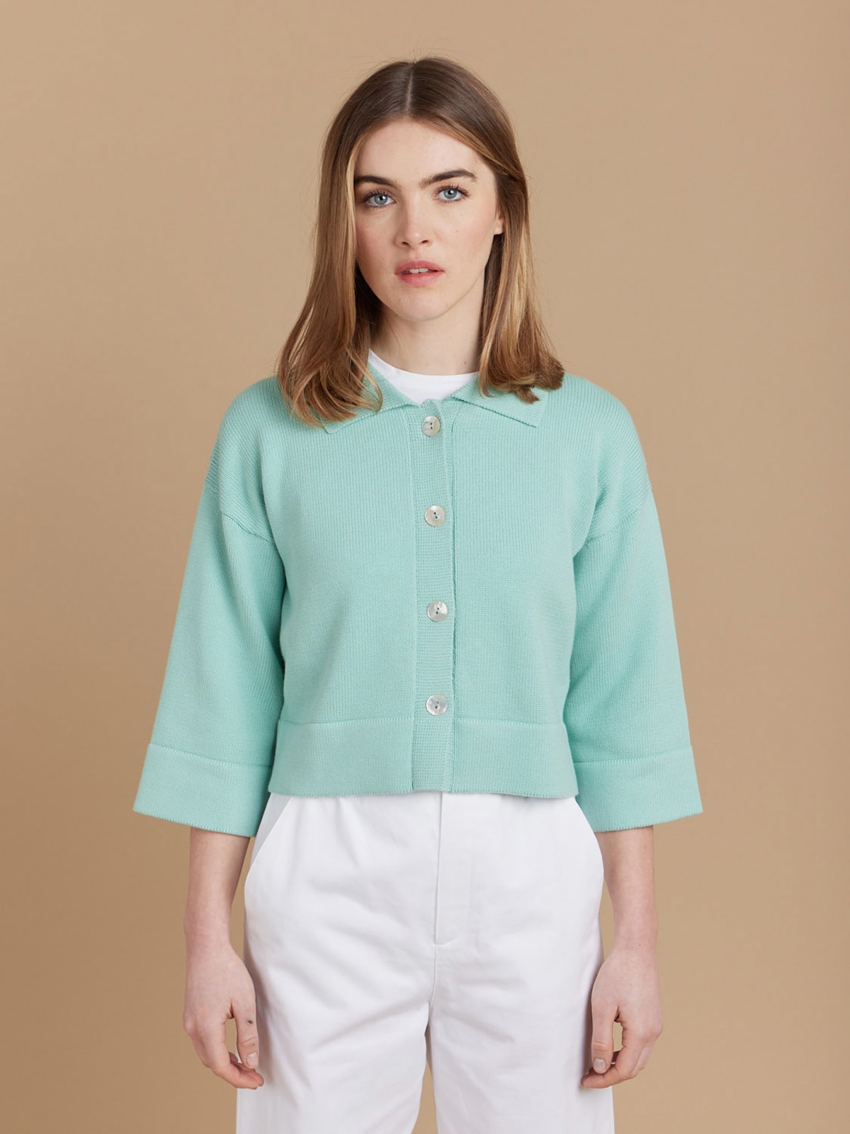 green cotton cropped Lolotte cardigan