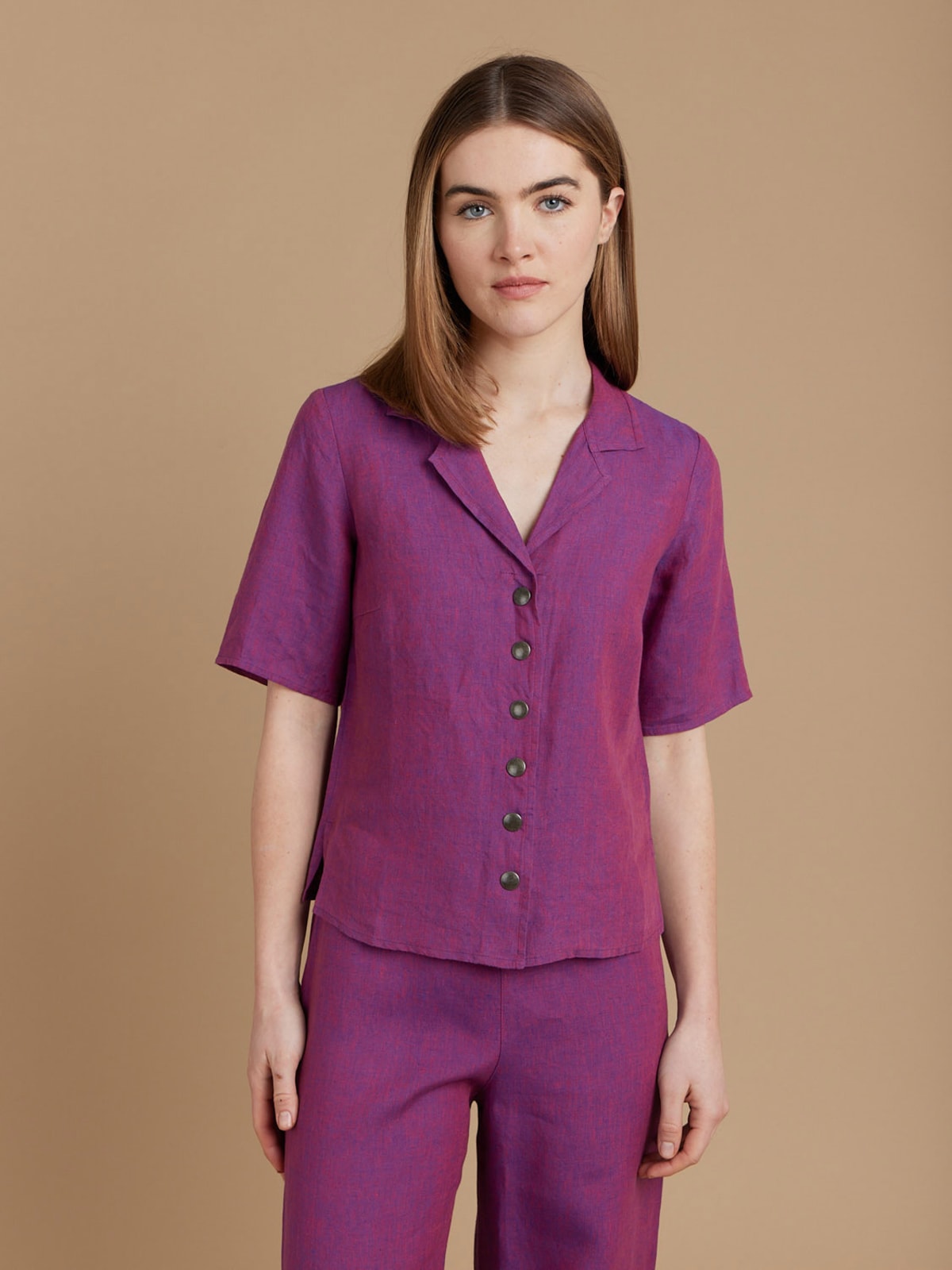 purple linen Lysette shirt