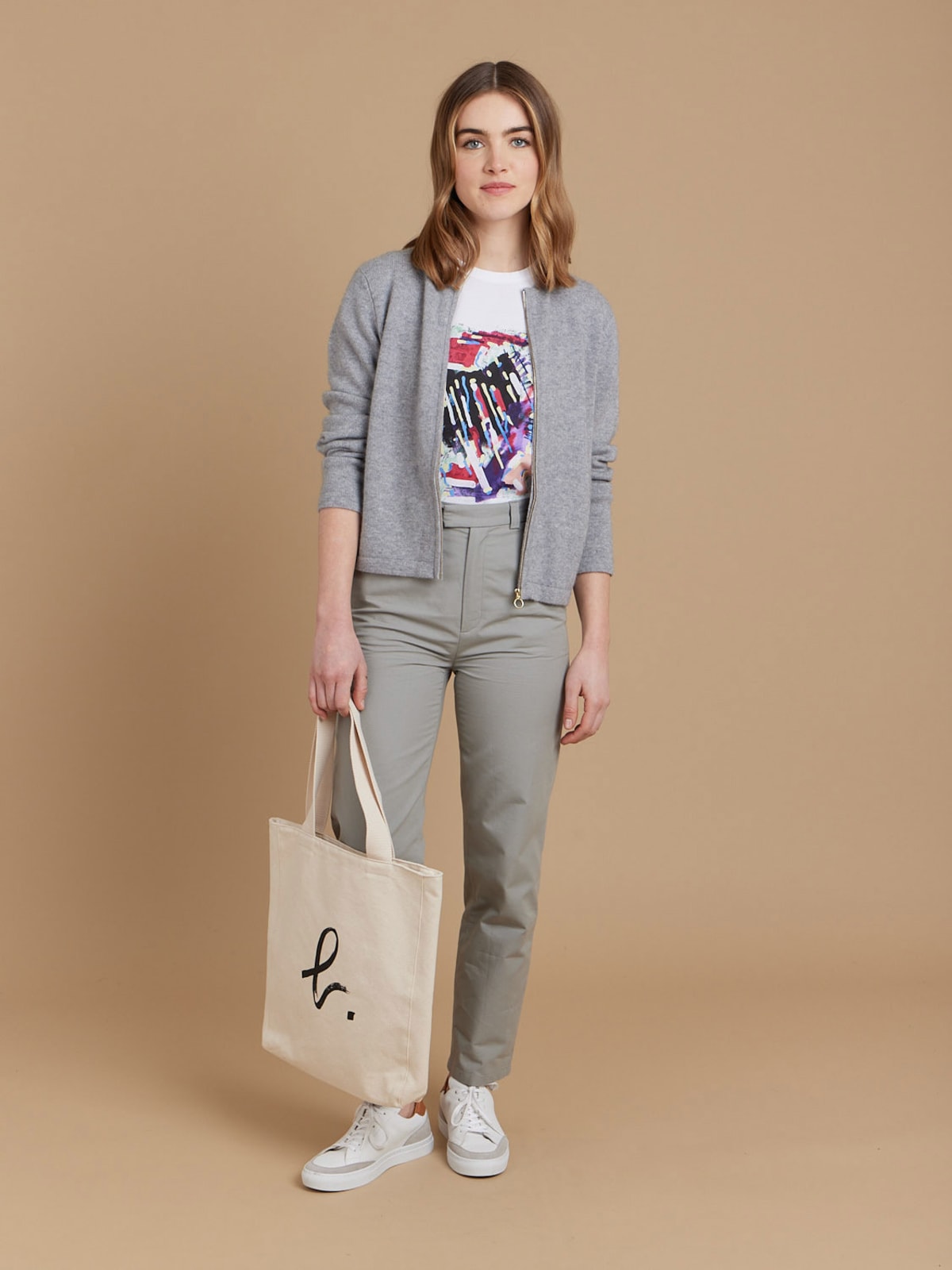 grey cashmere Zip cardigan grey cashmere Zip cardigan