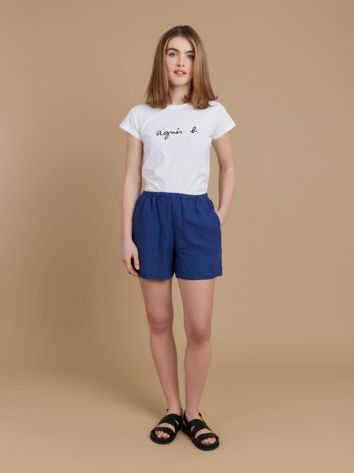 blue linen fluid Lauren shorts