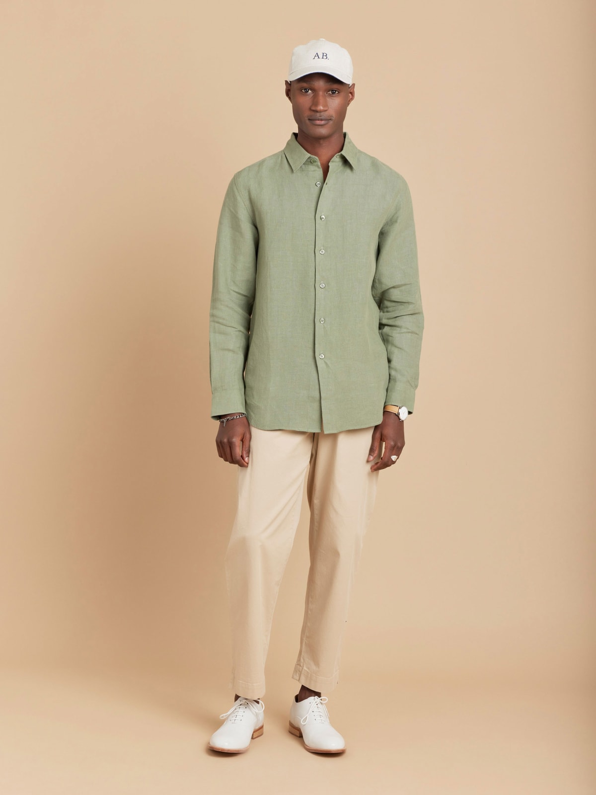 green linen canvas André shirt