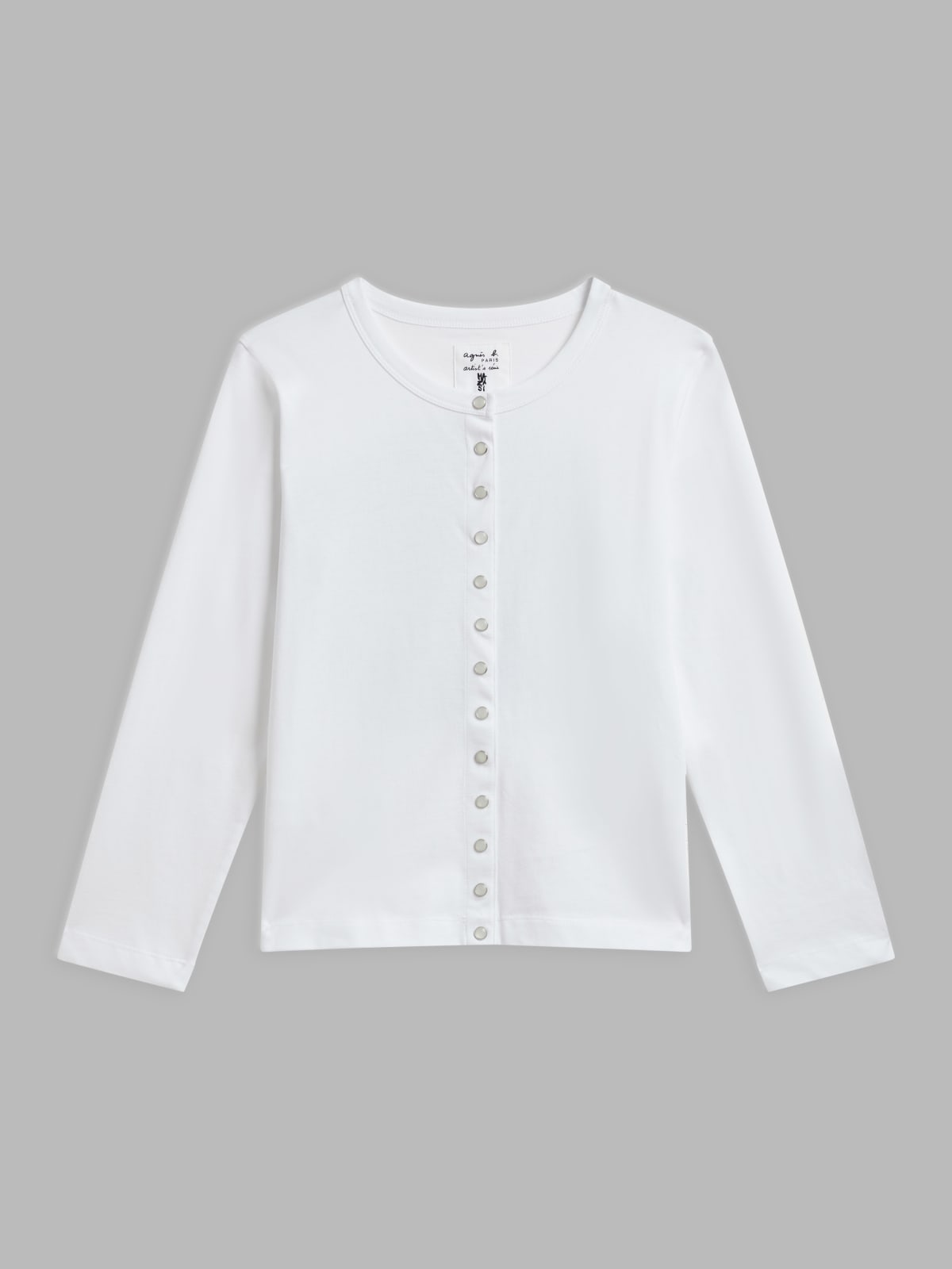 white cotton snap cardigan artist MA ZA SI