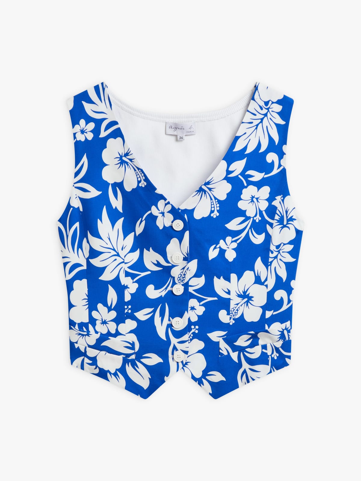 blue viscose polynesian print top