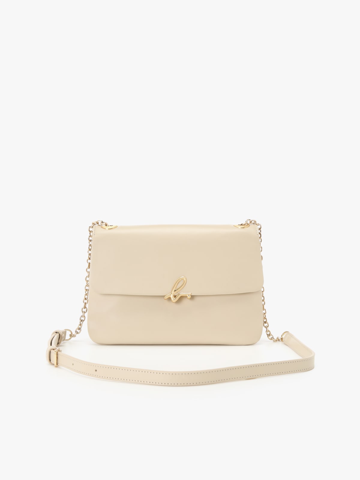 beige leather chain bag