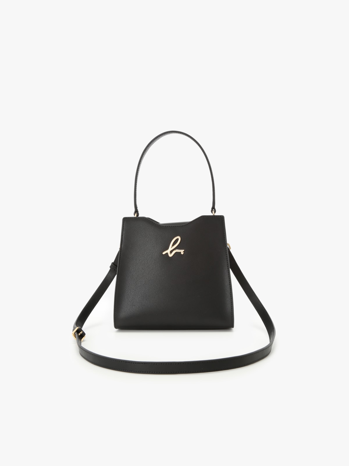 black leather "b." logo bag