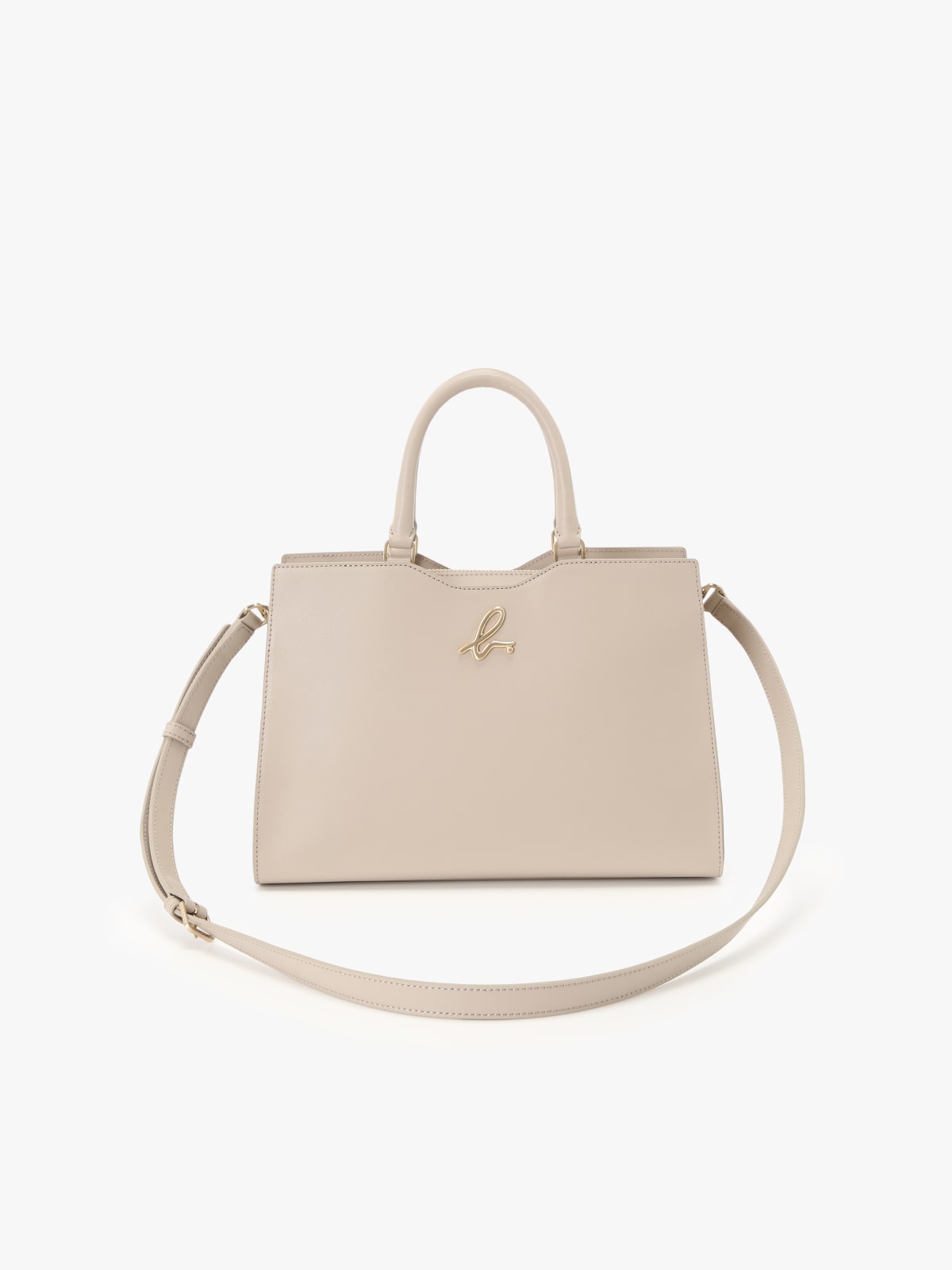 beige leather "b." logo zip bag