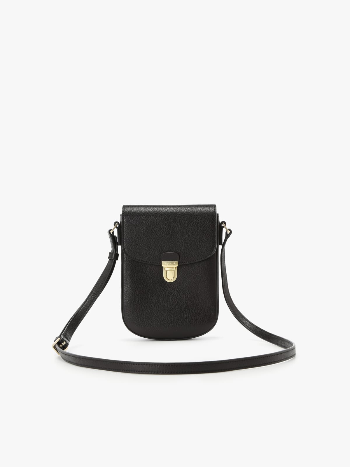 black grained leather vertical bag
