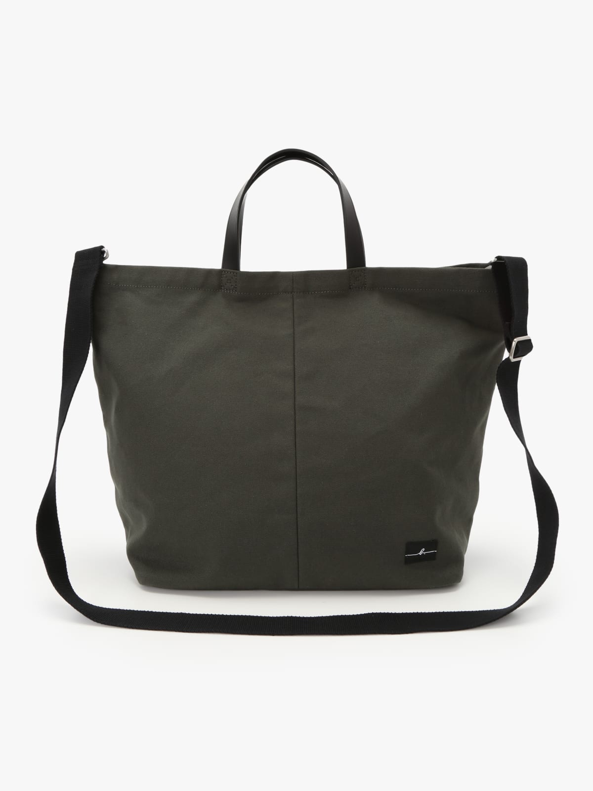 cotton leather handle shopper