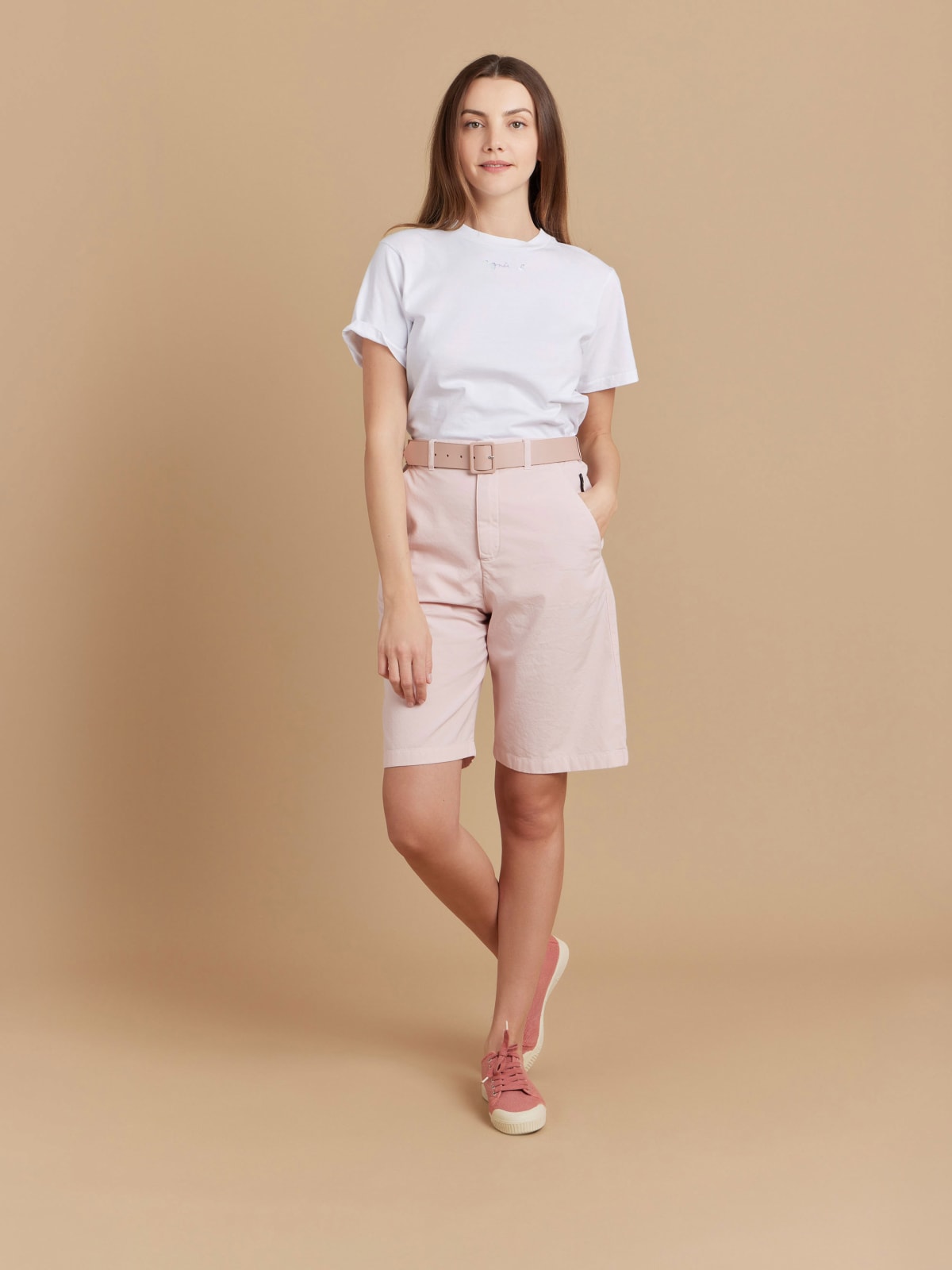 pink cotton bermuda shorts