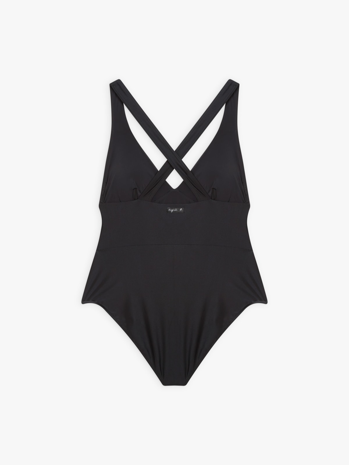 black one-piece crossover straps Amele swimsuit