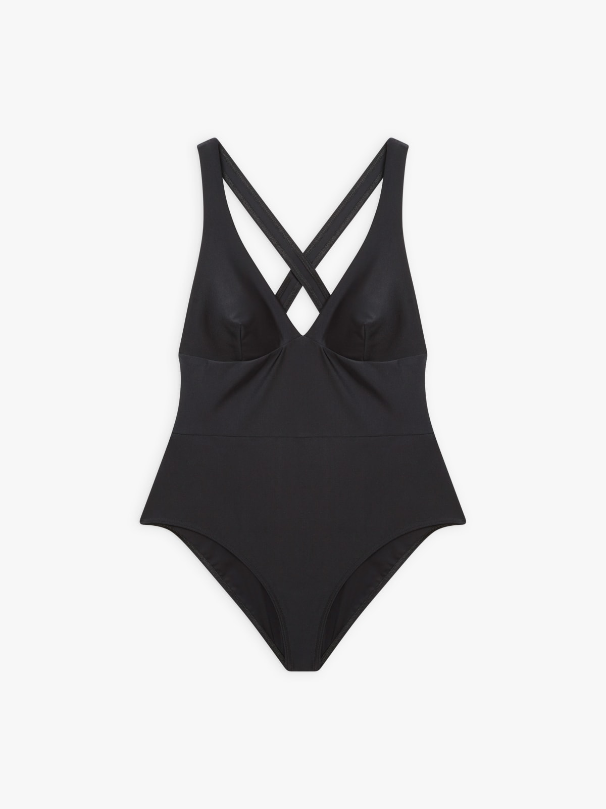 black one-piece crossover straps Amele swimsuit