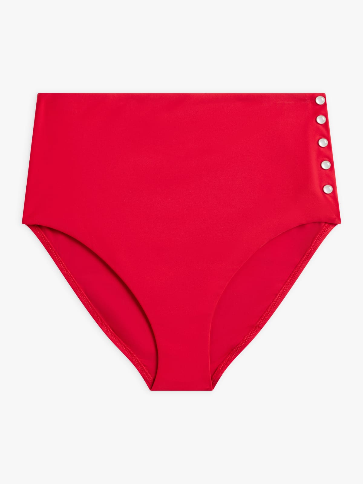 red polyamide snaps high bikini bottoms