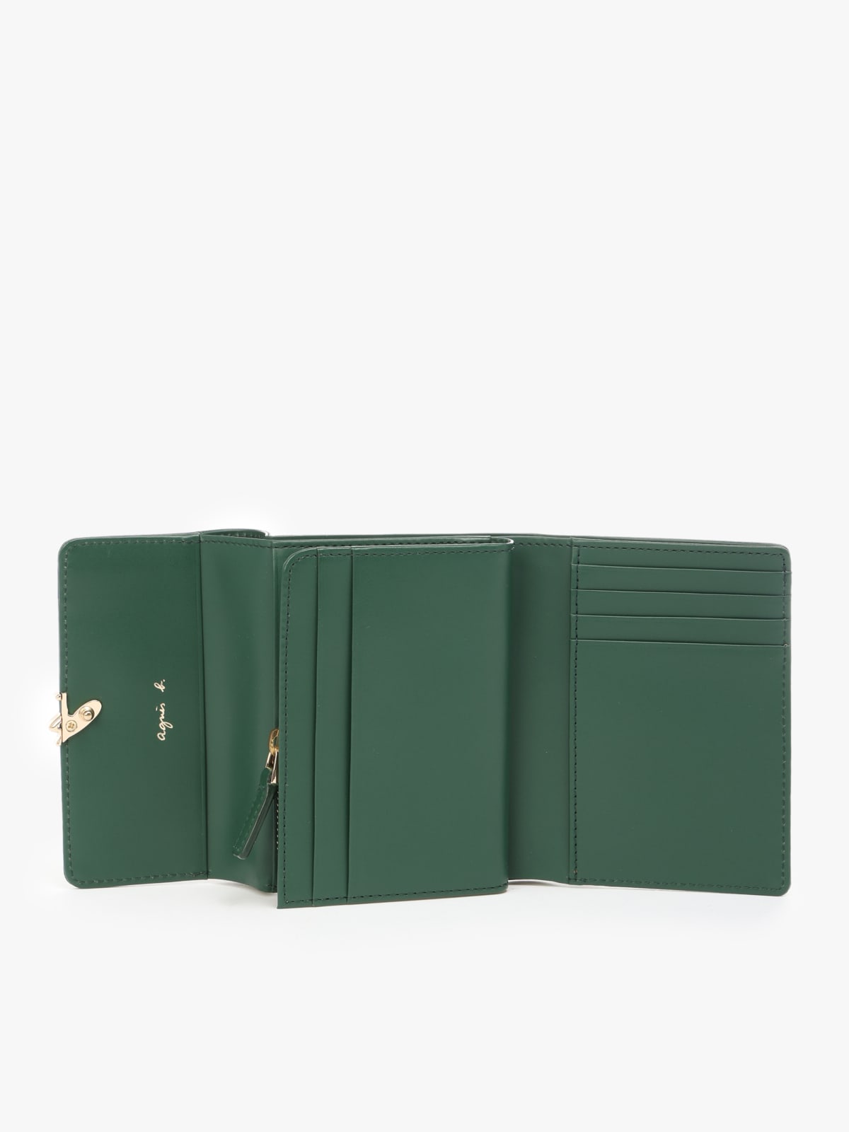 "b"  green leather coin purse image number 3