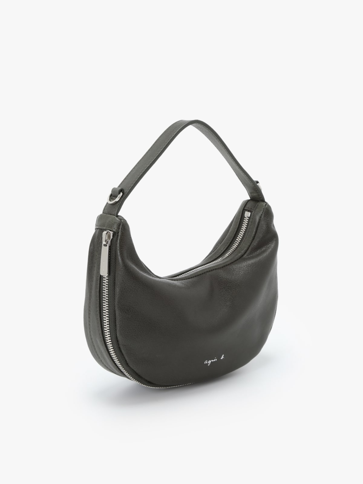 green oval leather handbag image number 2