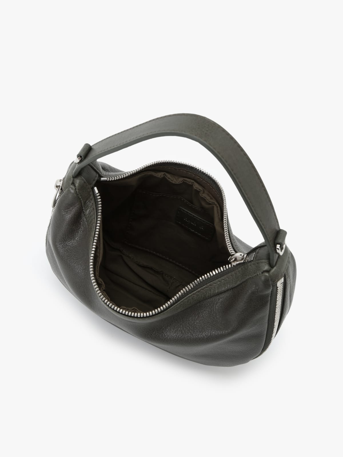 green oval leather handbag image number 6
