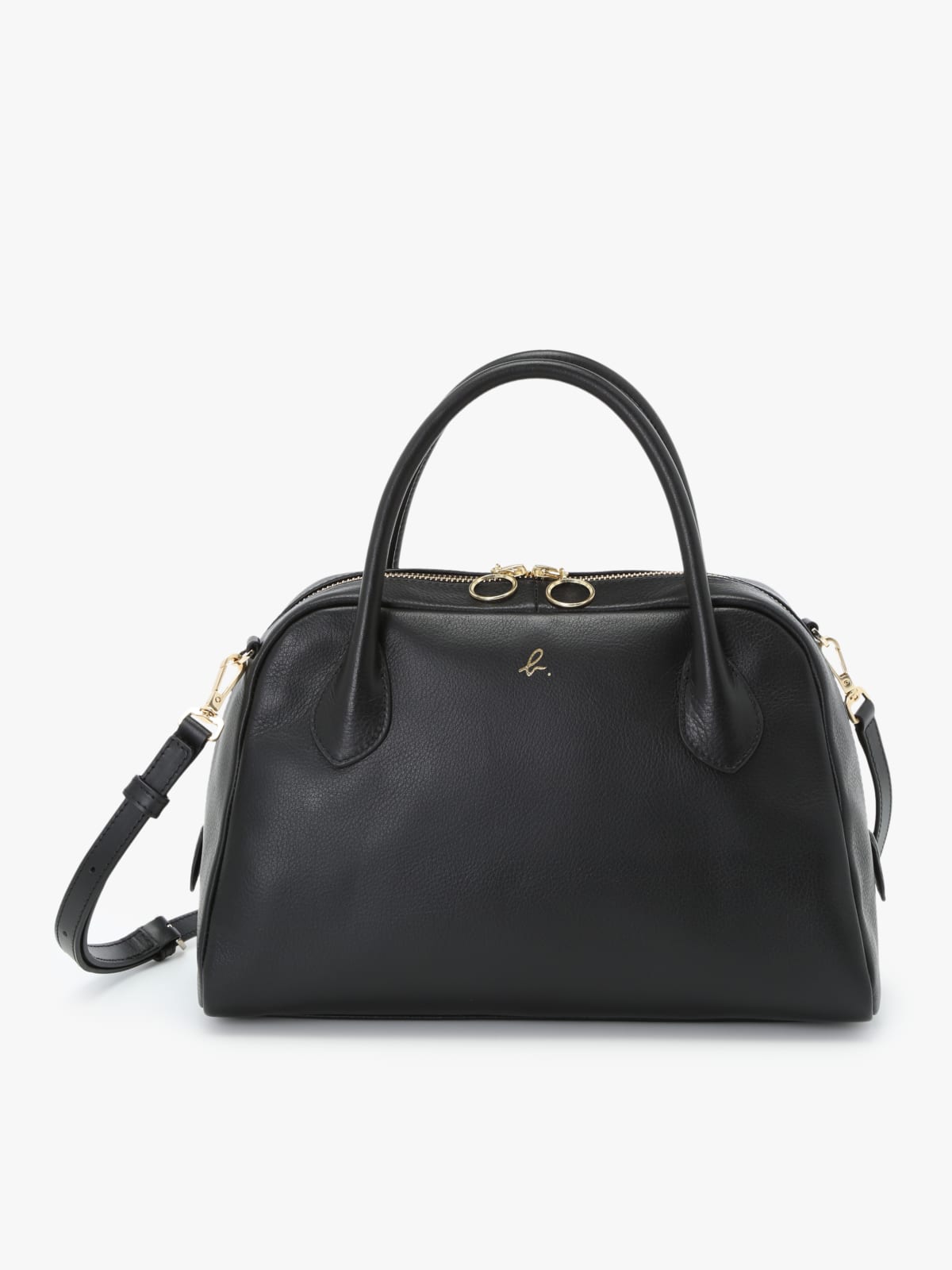 black leather Boston bag
