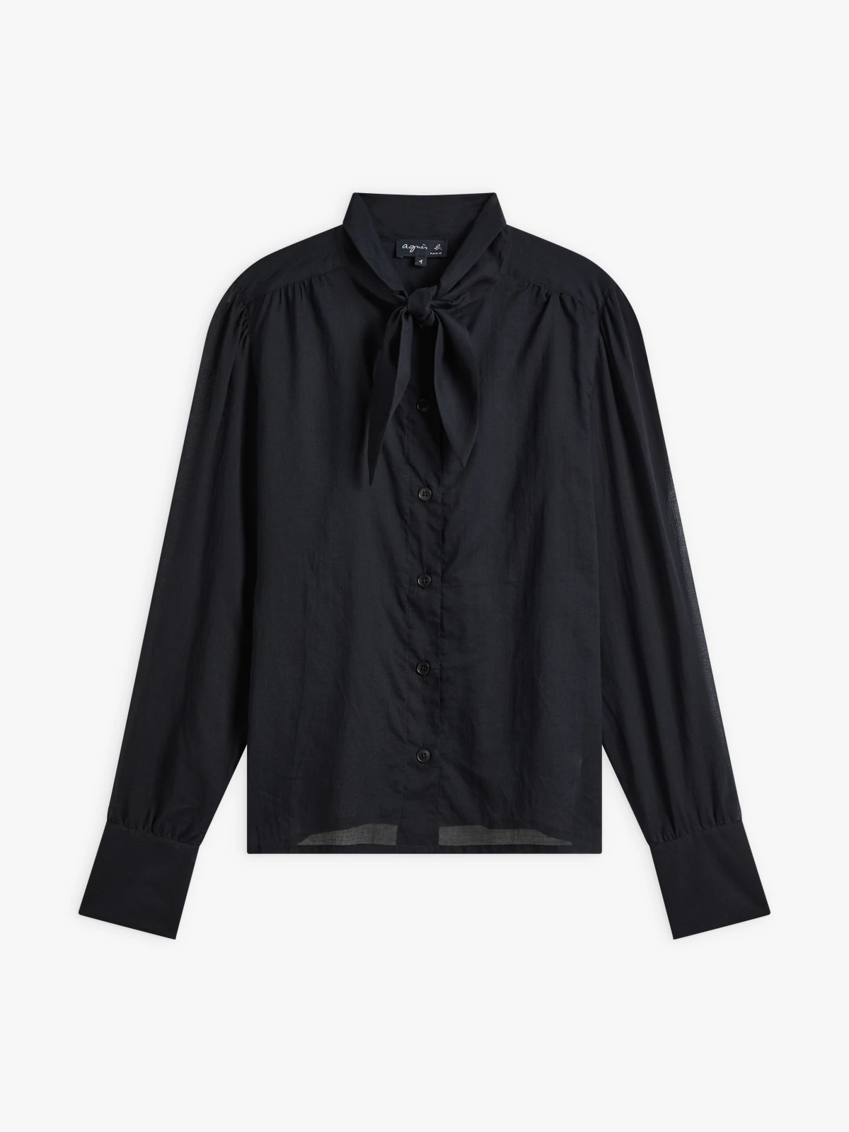 chemise en voile de coton noir