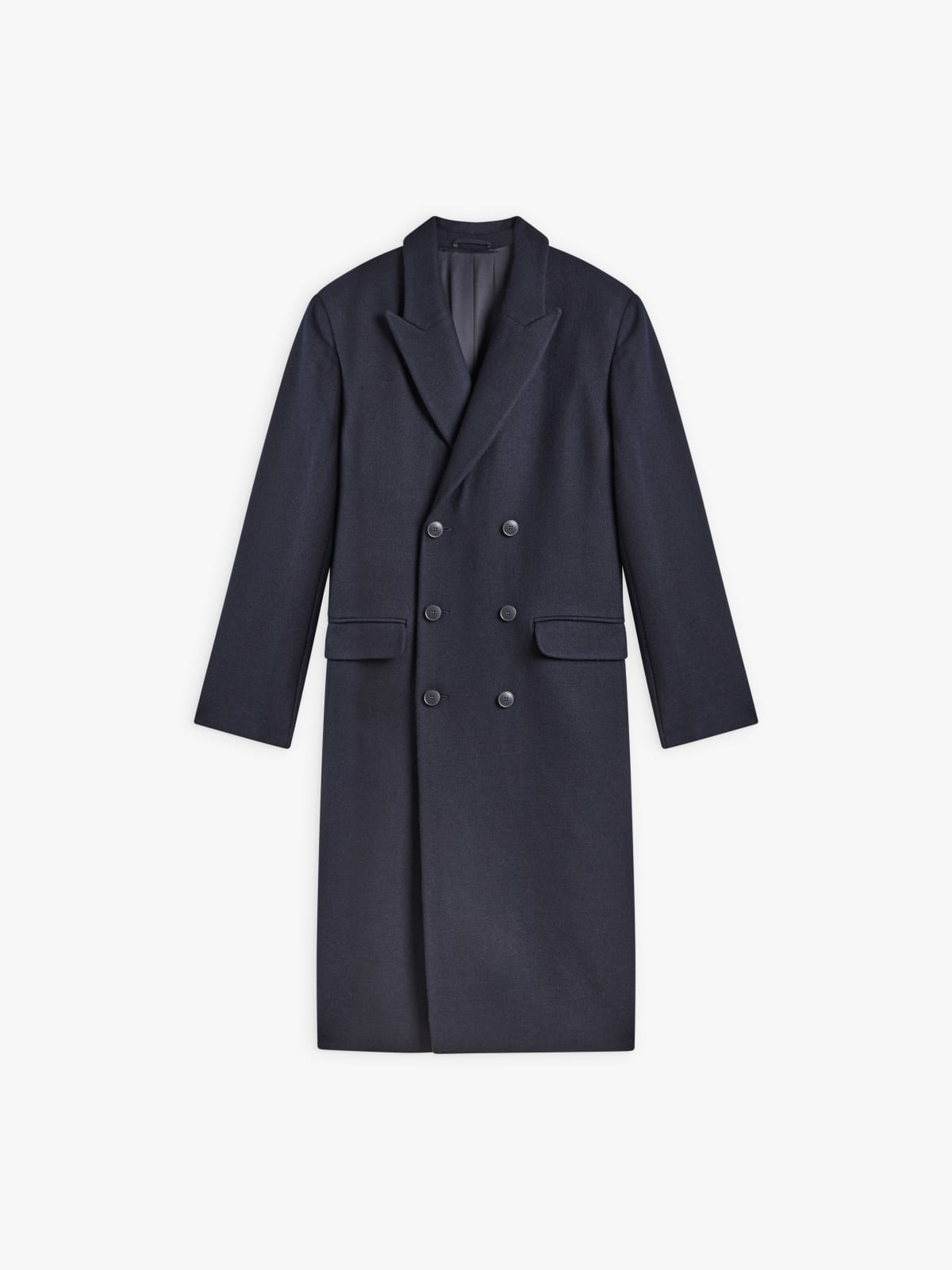 manteau en sergé de coton de laine bleu nuit