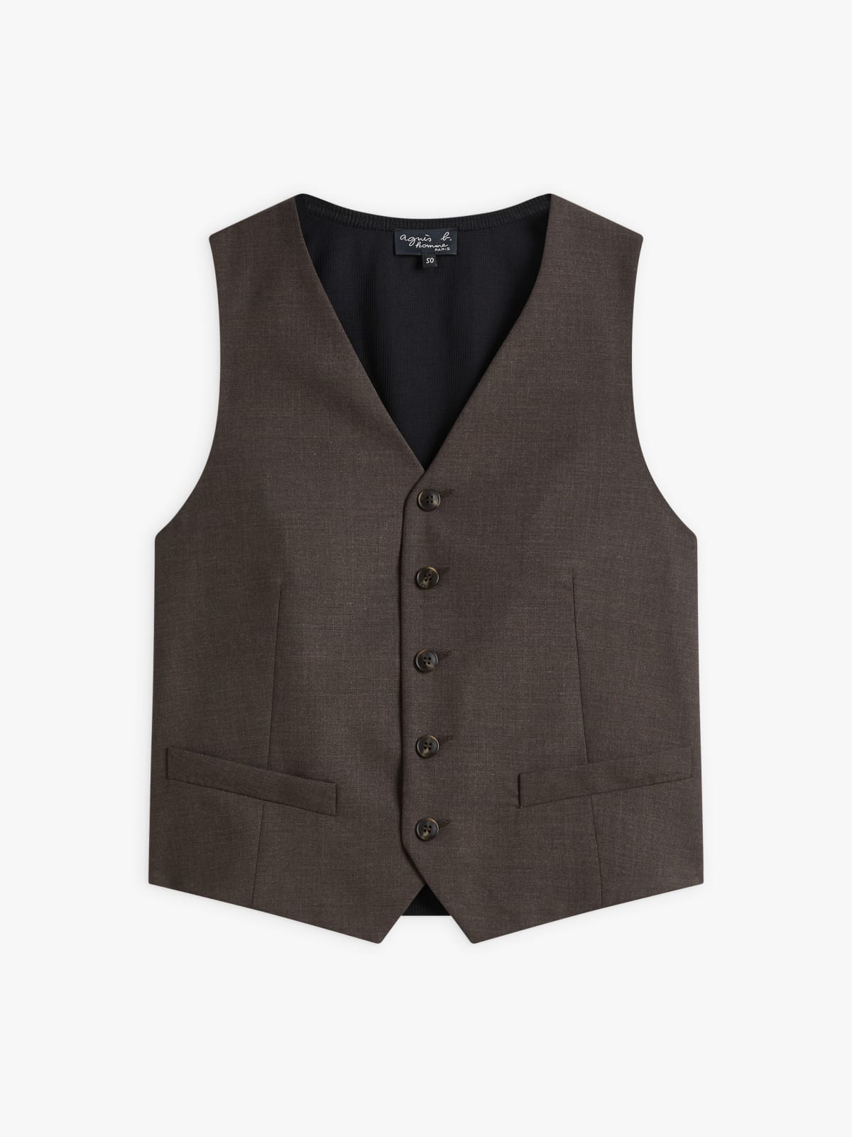 gilet en toile de laine chiné chocolat